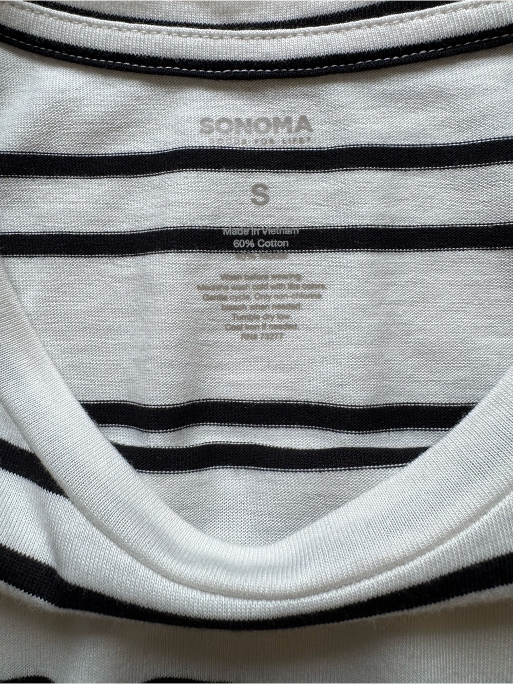 Sonoma Striped Tie-Waist Midi Dress in White and Black Stripes T-Shirt Small S - Picture 3 of 4